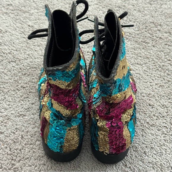 Corcoran‎ Military Boots Size 8.5 D Custom Made DIY Sequined Lace Up Boots